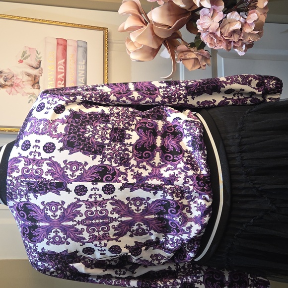 Nwot 14/16 Ashley Stewart Purple and White Bomber Jacket - Picture 3 of 17